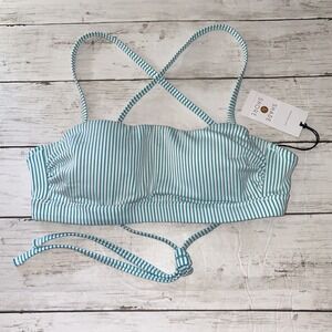 Shade & Shore Bikini Top 32B Stripe Swim Lightly Lined Target NEW Removable Pads